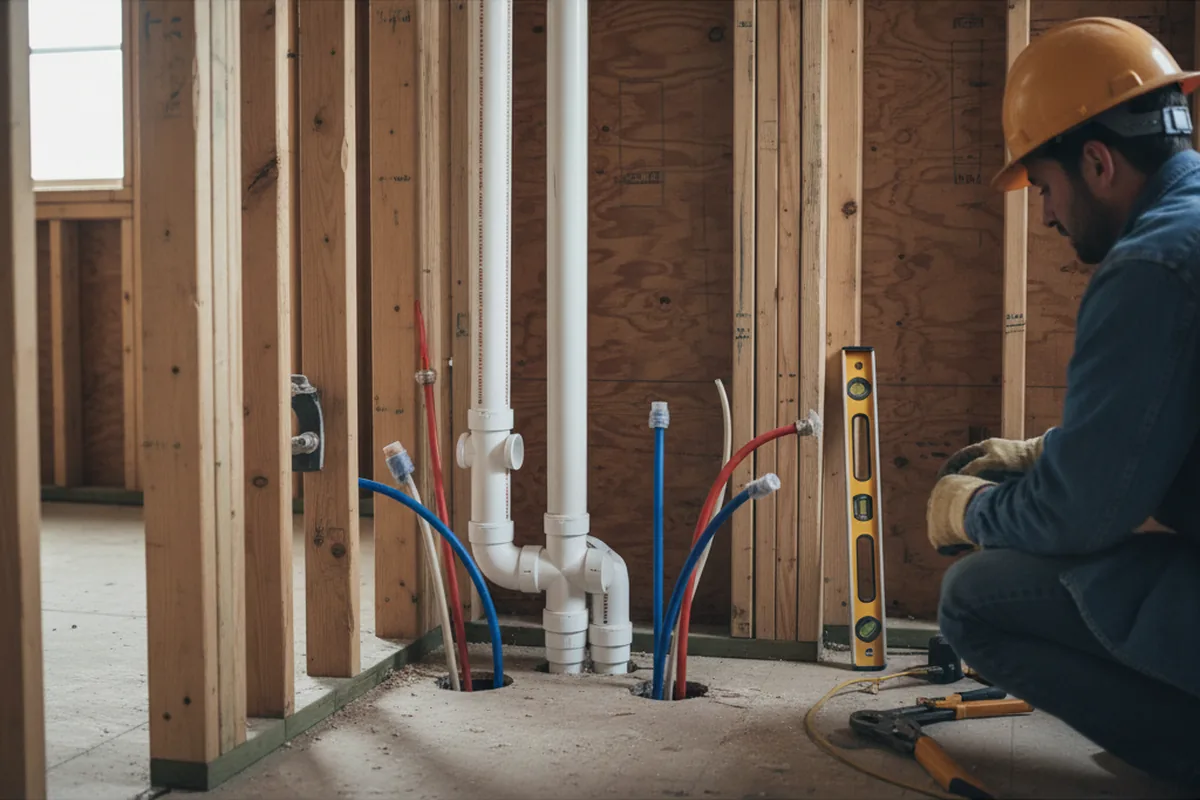 Drain and supply rough-in during Leak Detection in Armstrong
