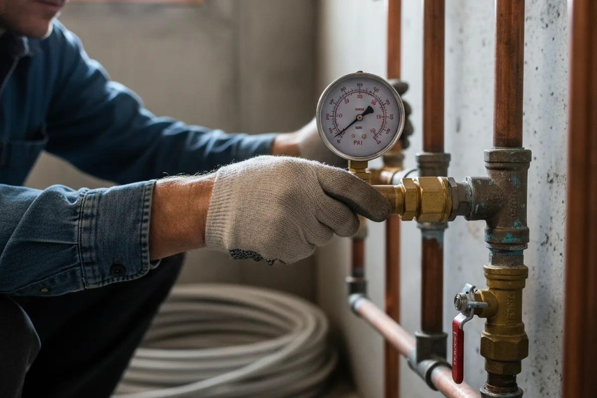 Pressure testing a repaired line during Water Line Repair in Armstrong